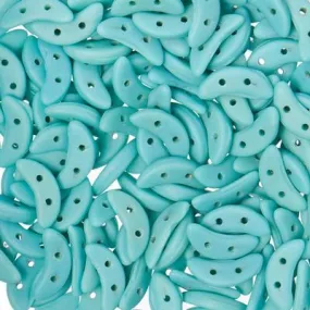 10mm Matte Turquoise 2-Hole Crescent CzechMates Czech Glass Beads