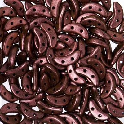 10mm Polychrome Copper Rose 2-Hole Crescent CzechMates Czech Glass Beads