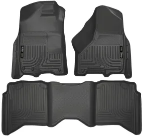 2009-2014 Dodge, Ram 1500, 2500, 3500 Crew Cab Front & 2nd Seat Floor Liners - Black