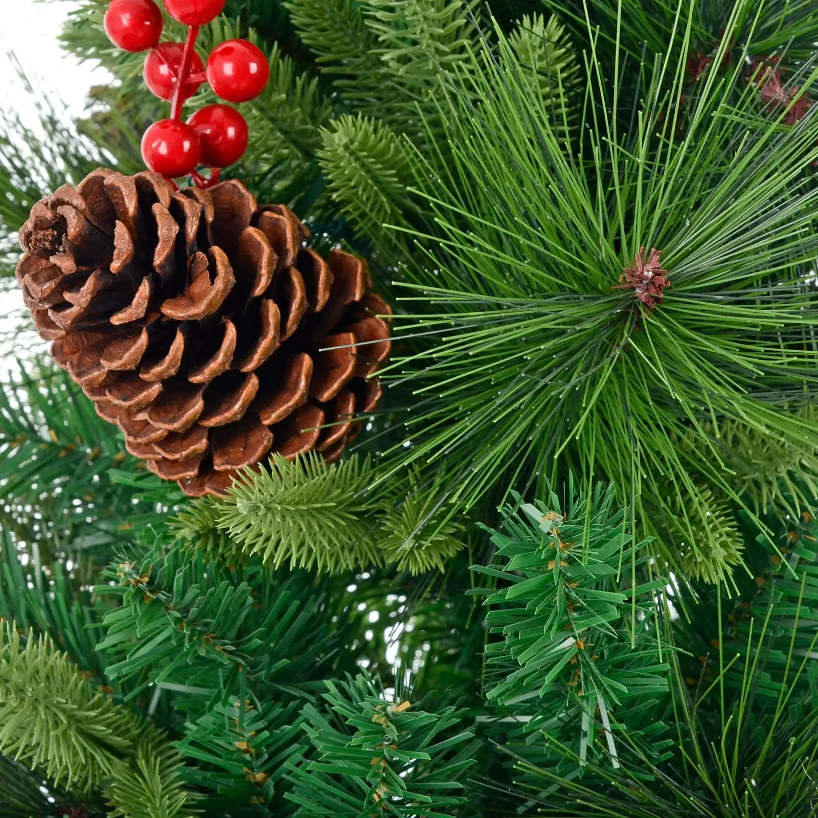 3ft (90cm) Christmas Tree Red Berries Cones Mixed Pine Gold Pot