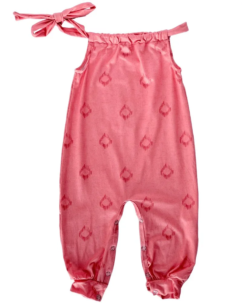 Addison Adjustable Strap Jumpsuit - Pink Boho Dots