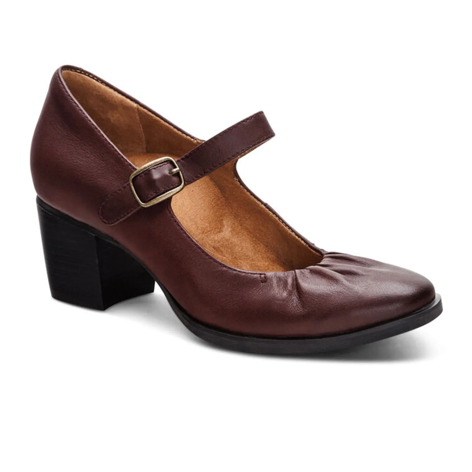 Aetrex Sara Heeled Mary Jane (Women) - Burgundy