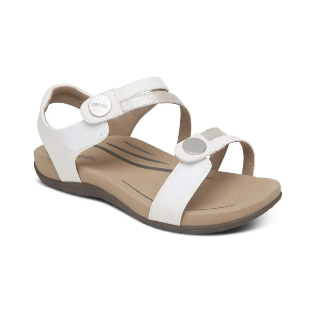 Aetrex Women's Jess Adjustable Strap Sandal White