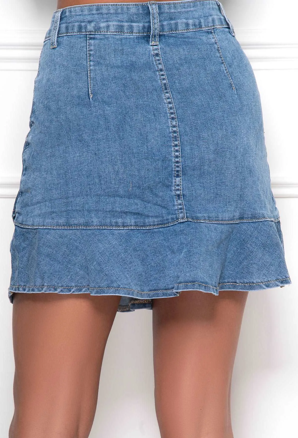 Always A Favourite Blue Frill Detail Skirt