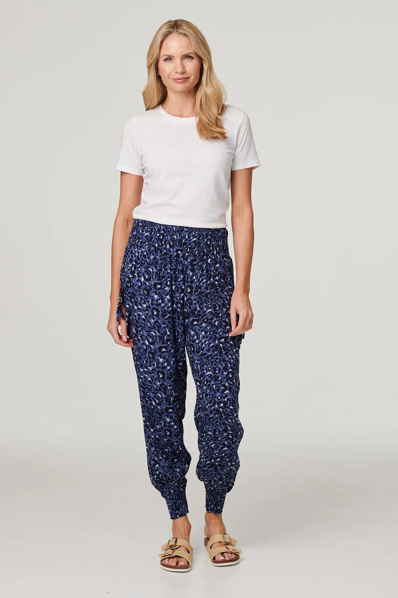 Animal Print Pocket Detail Pants