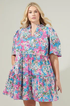 Avery Blossom Dixie Split Neck Shift Dress Curve