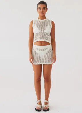 Beach Club Crochet Mini Skirt - White