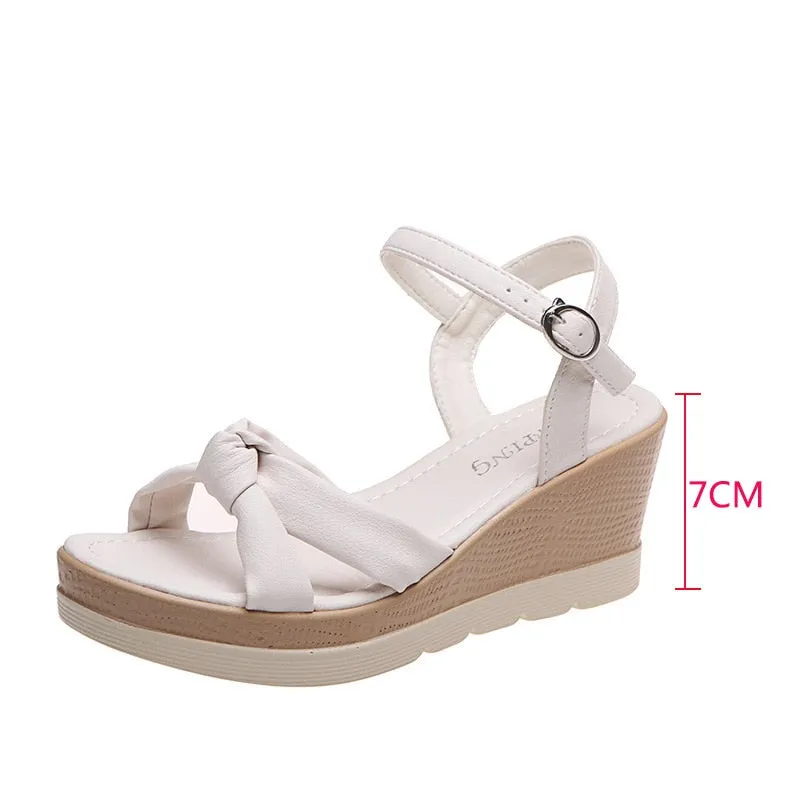 BerriesJam - 2024 Open Toe One Line Buckle Beach Sole Wedges