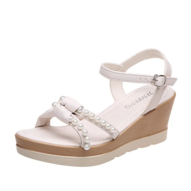 BerriesJam - 2024 Open Toe One Line Buckle Beach Sole Wedges