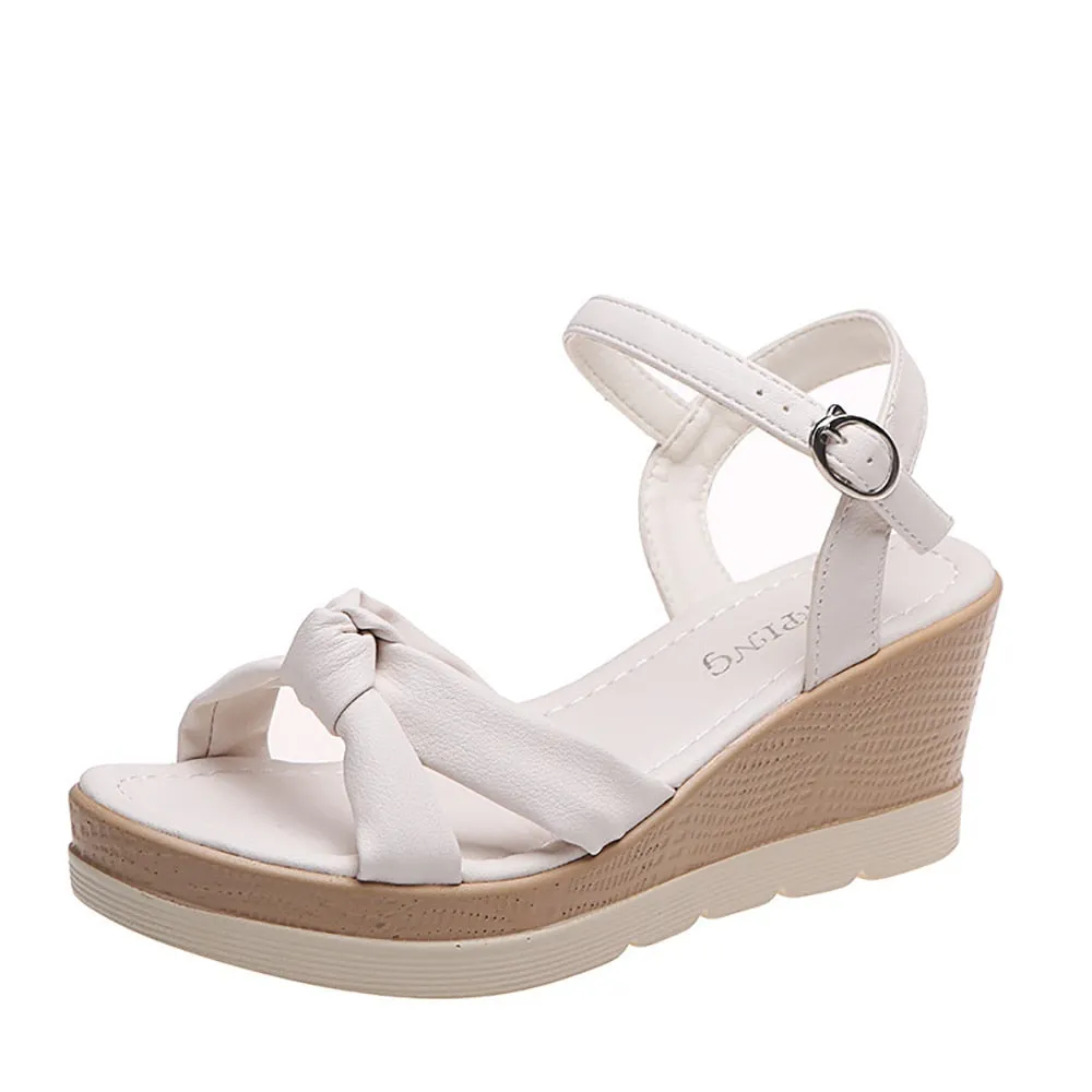 BerriesJam - 2024 Open Toe One Line Buckle Beach Sole Wedges