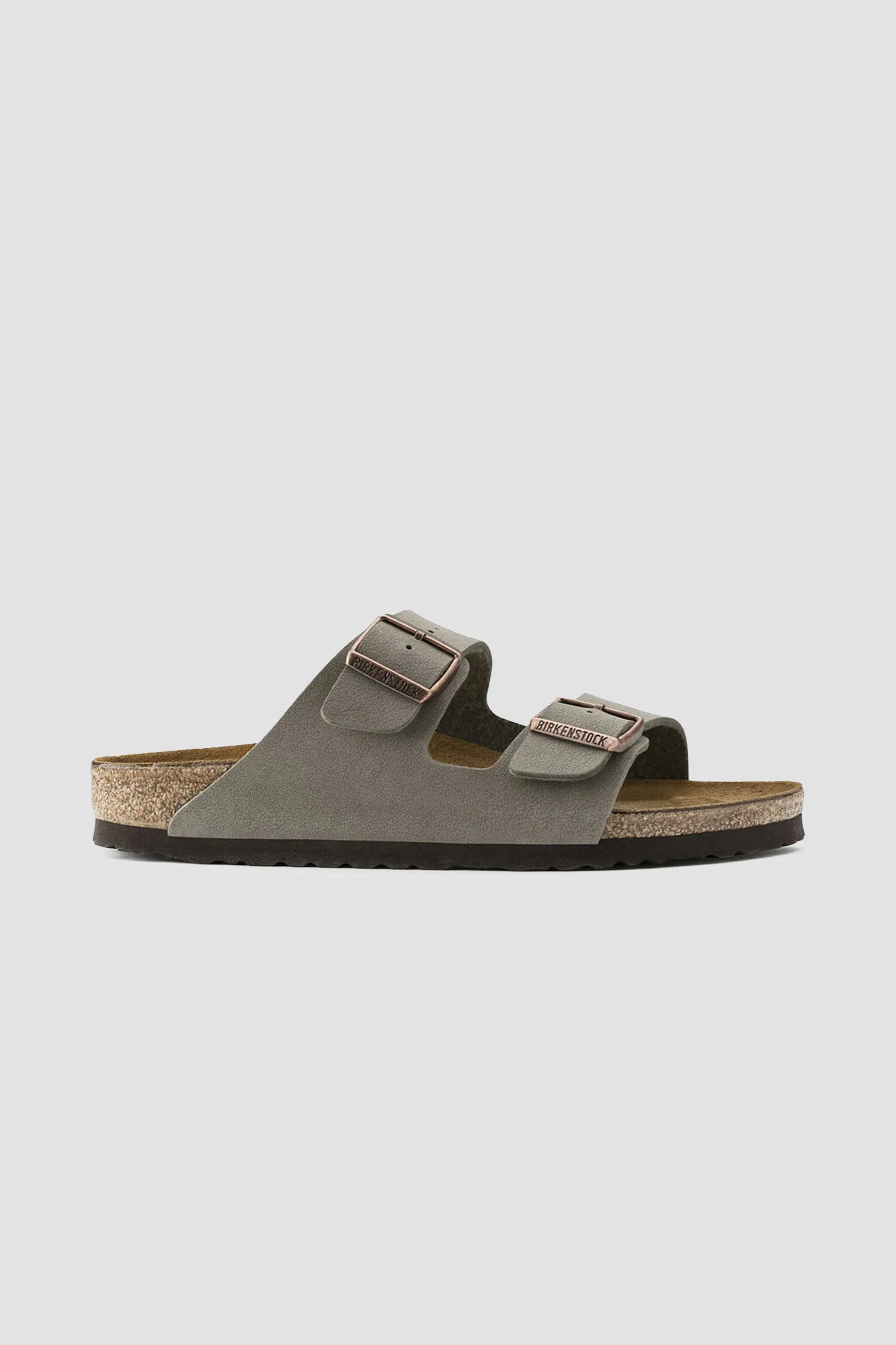 Birkenstock Unisex Arizona Birko Flor Birkibuc in Stone