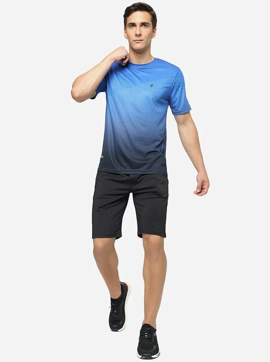 Blue Printed Slim Fit T-Shirt | Jade Play