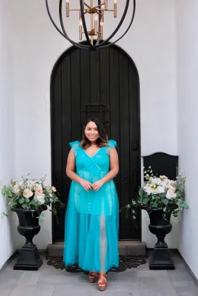 Blue Ruffled Tulle Dress