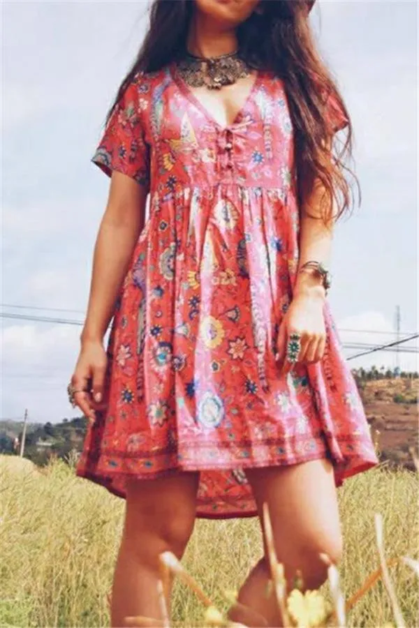 Boho Chic Ruffles Mini Dress