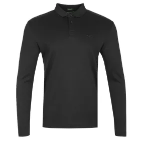 BOSS Pirol Long Sleeve Polo Shirt in Black