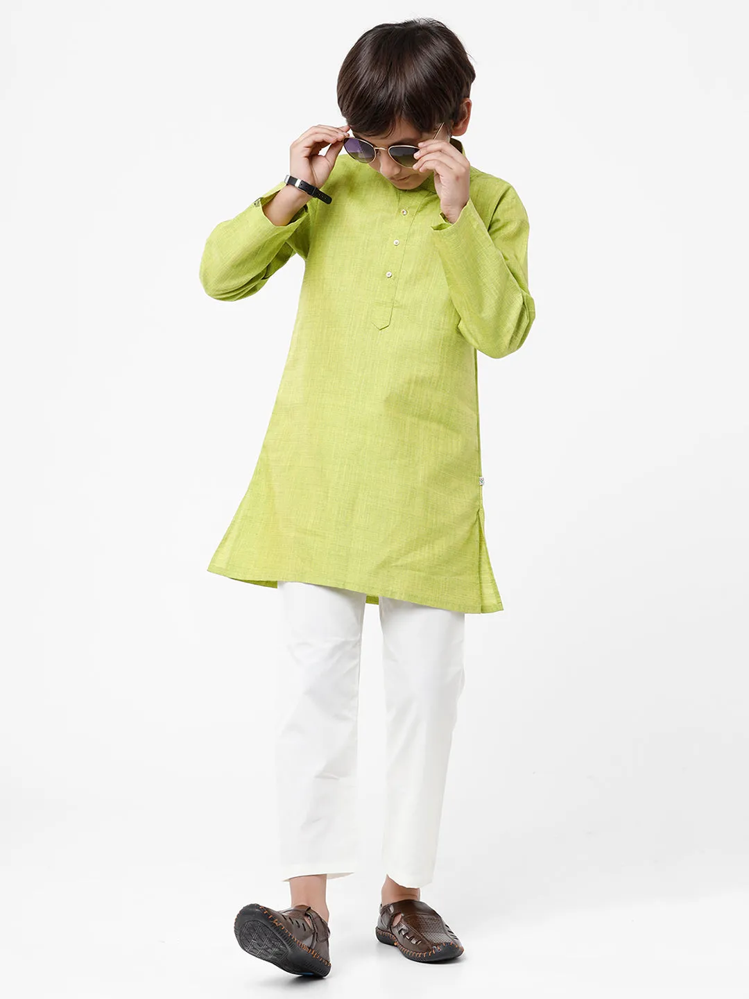 Boys Kurta Pyjama Set Fuego Green