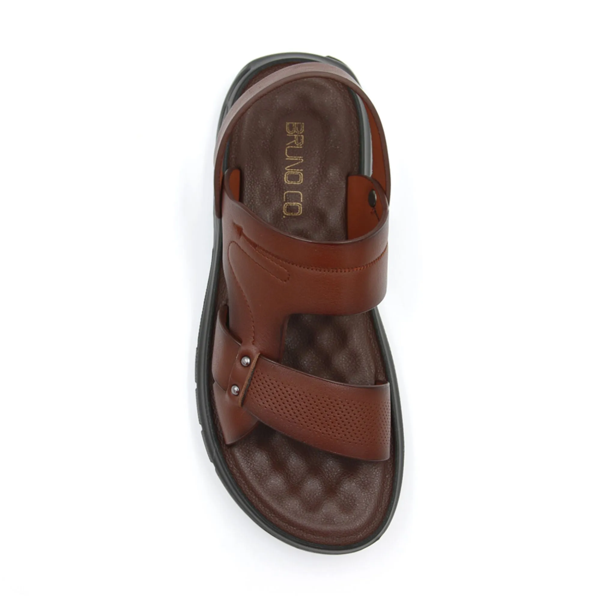 BRUNO CO. Leather Men's Sandals - DON Brown