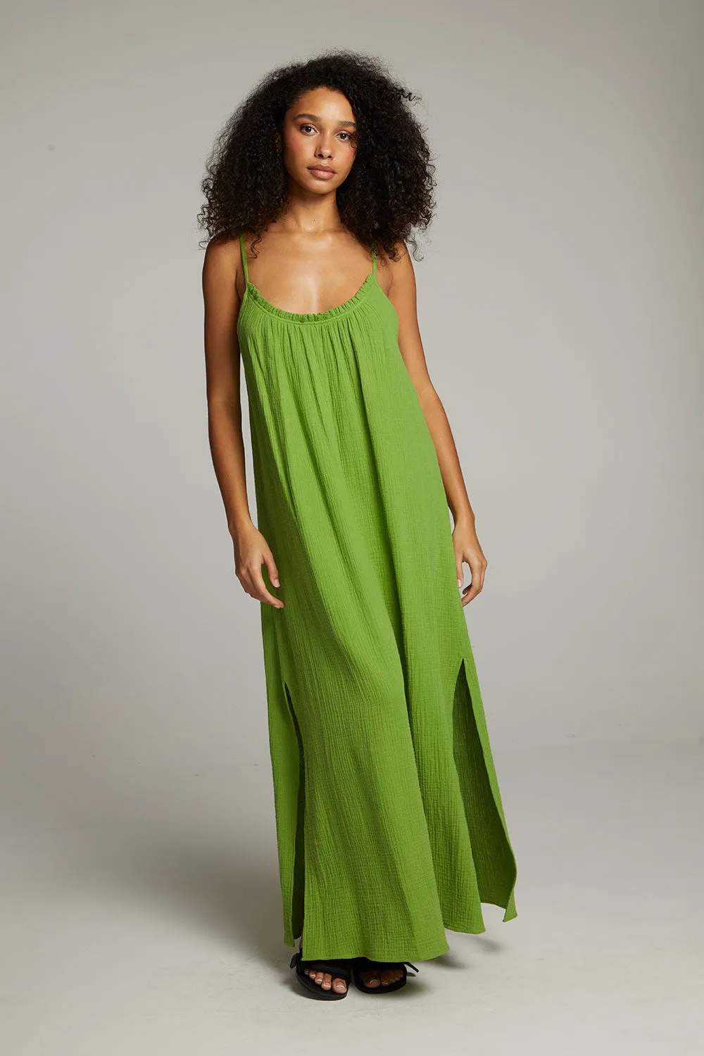 Bull Piquant Green Maxi Dress