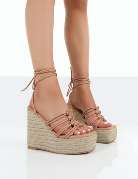 Chakkra Nude PU High Heeled Sandal Espadrilles Wedges