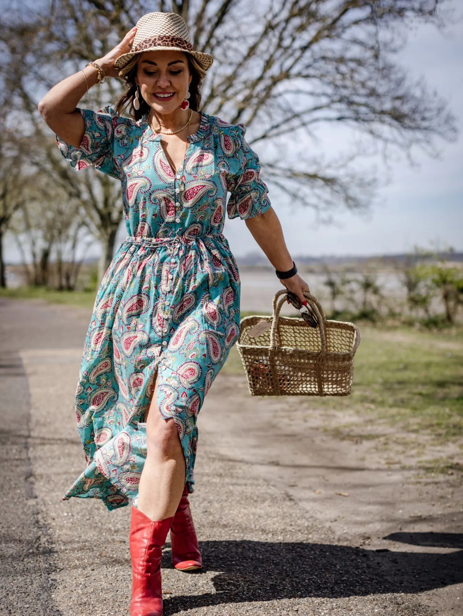 'CHERISH' SHIRTDRESS PAISLEY AZURE