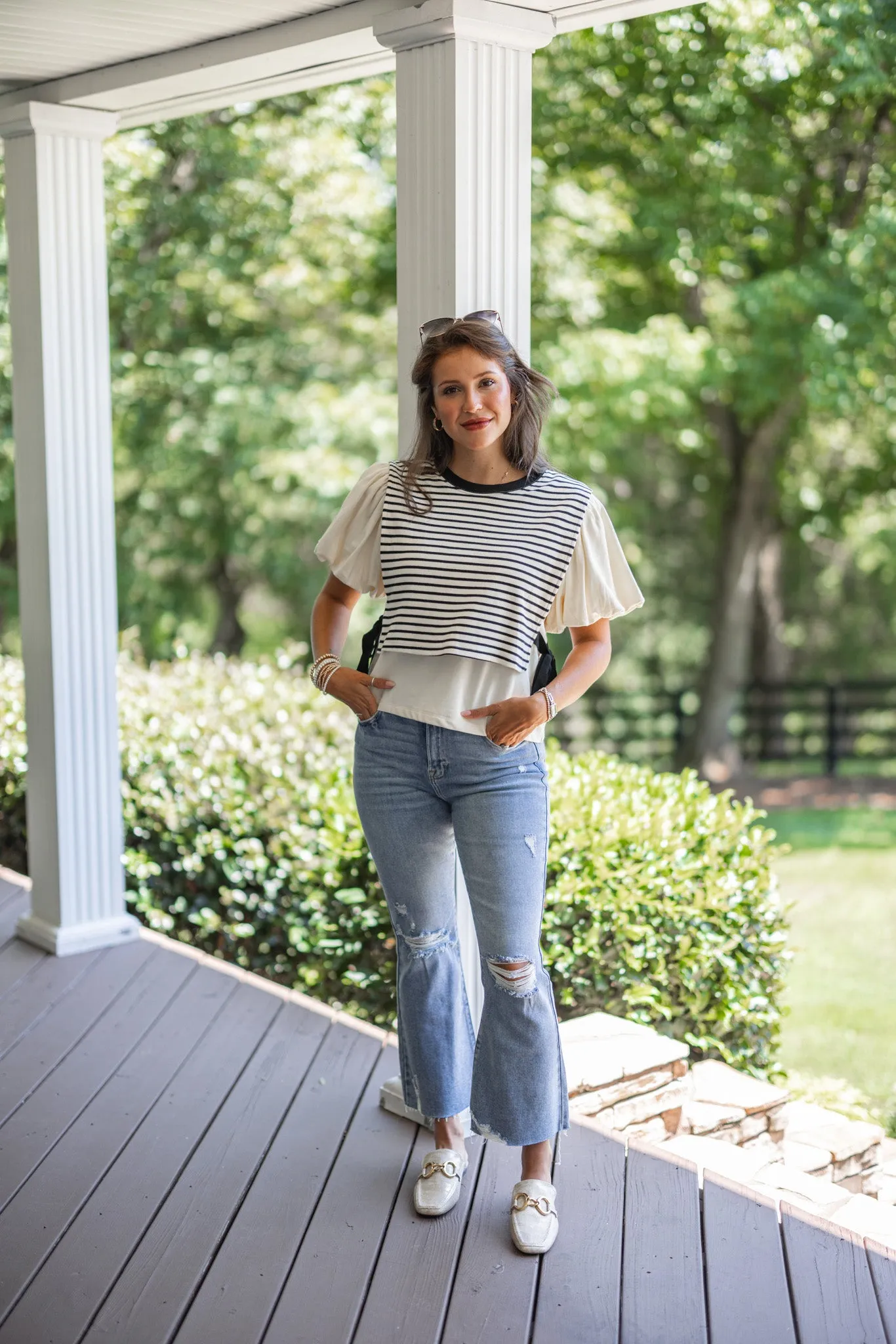 Chic Duet Black Striped Top