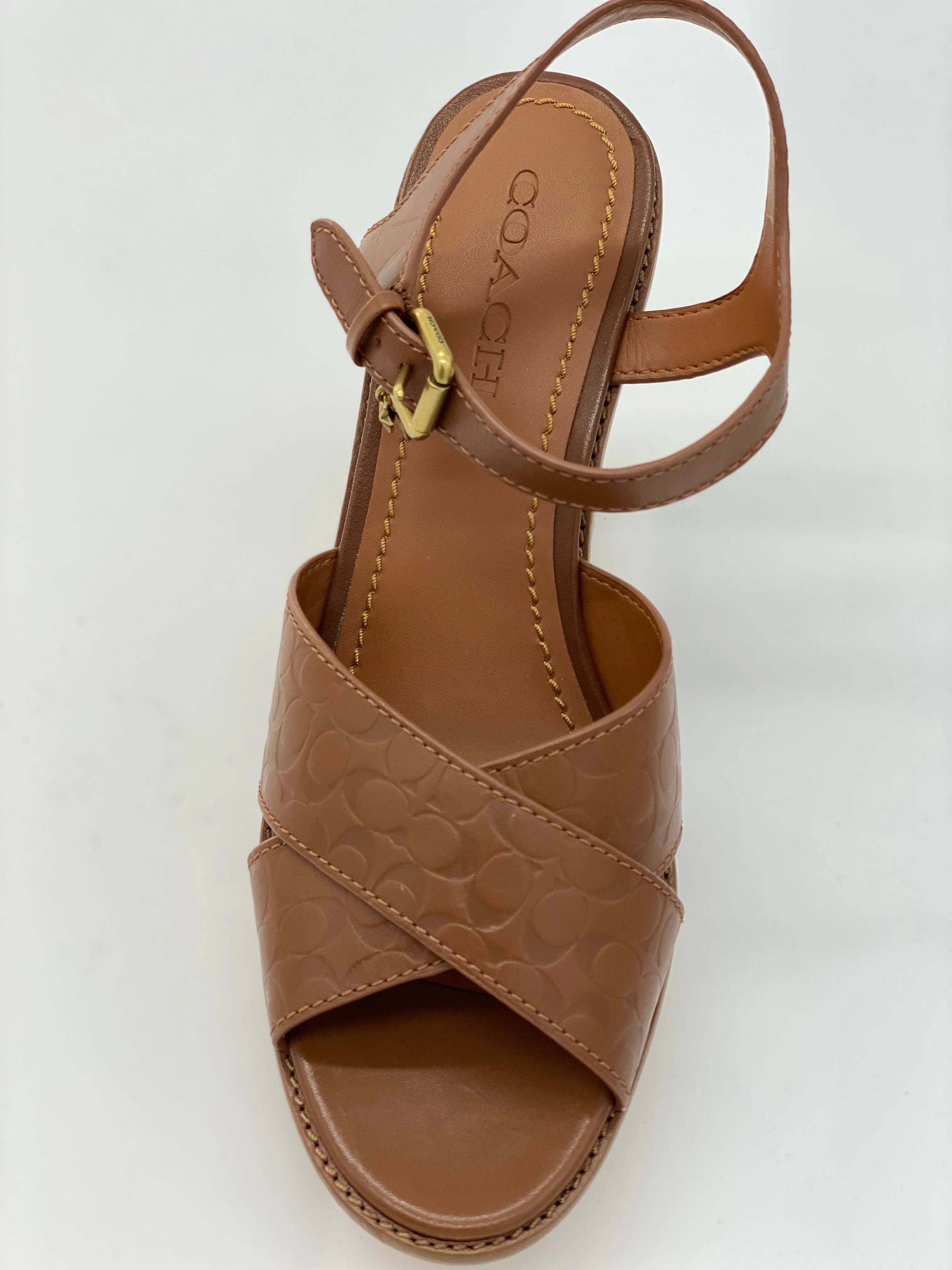 COACH - CROSS WEDGE SANDALS SIGNATURE COACH LOGO **FREE SHIPPING**