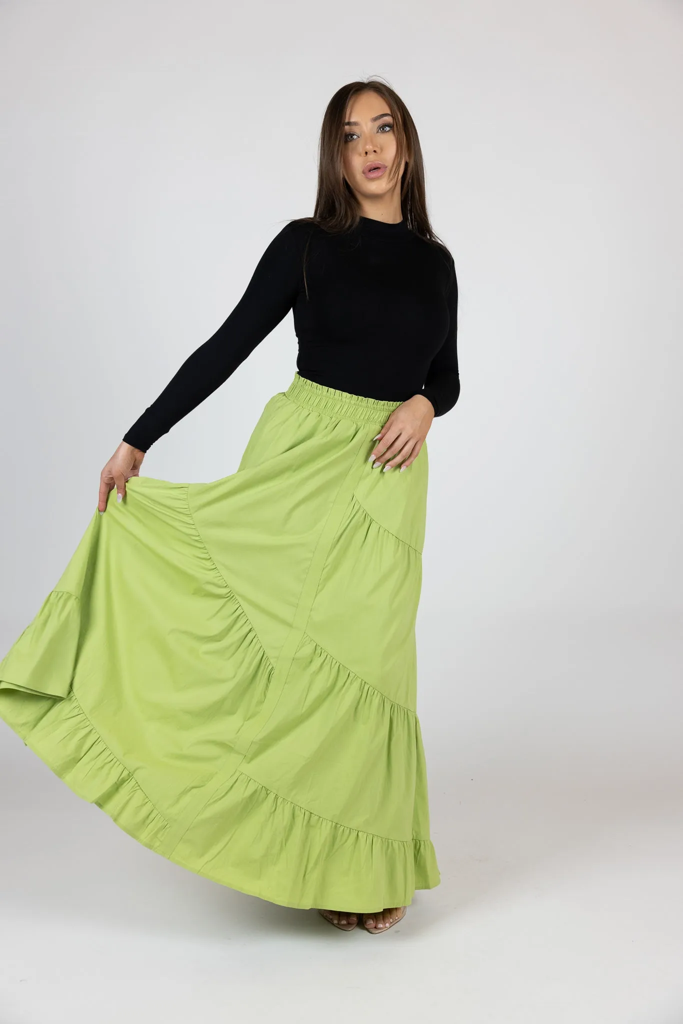 Cotton Tiered Skirt