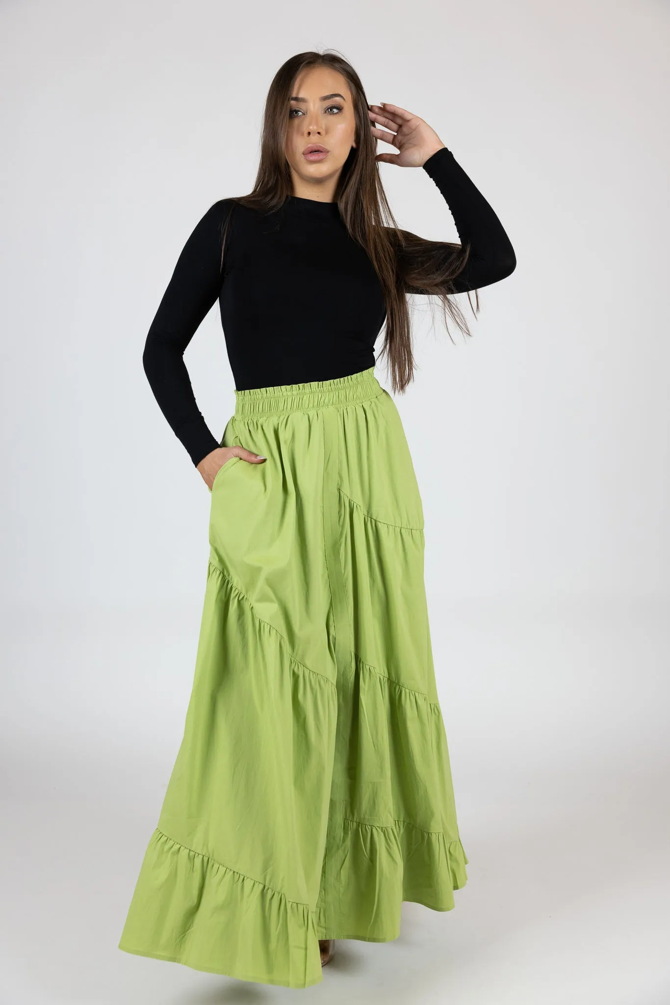 Cotton Tiered Skirt