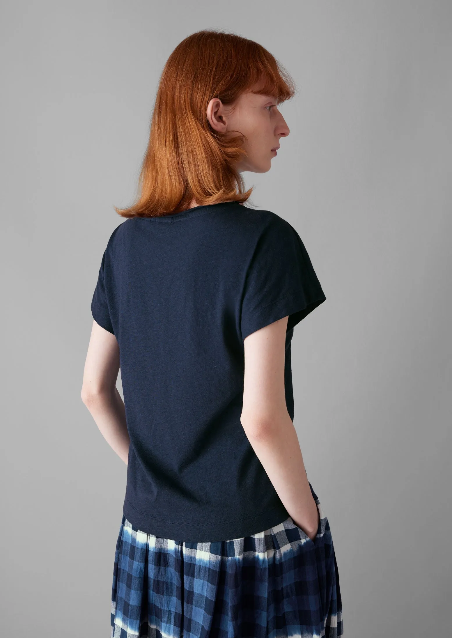 Crew Neck Cotton Hemp Tee | Liquorice Navy