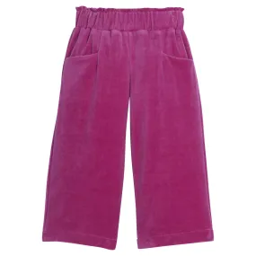 Cropped Palazzo Pants- Magenta Velour