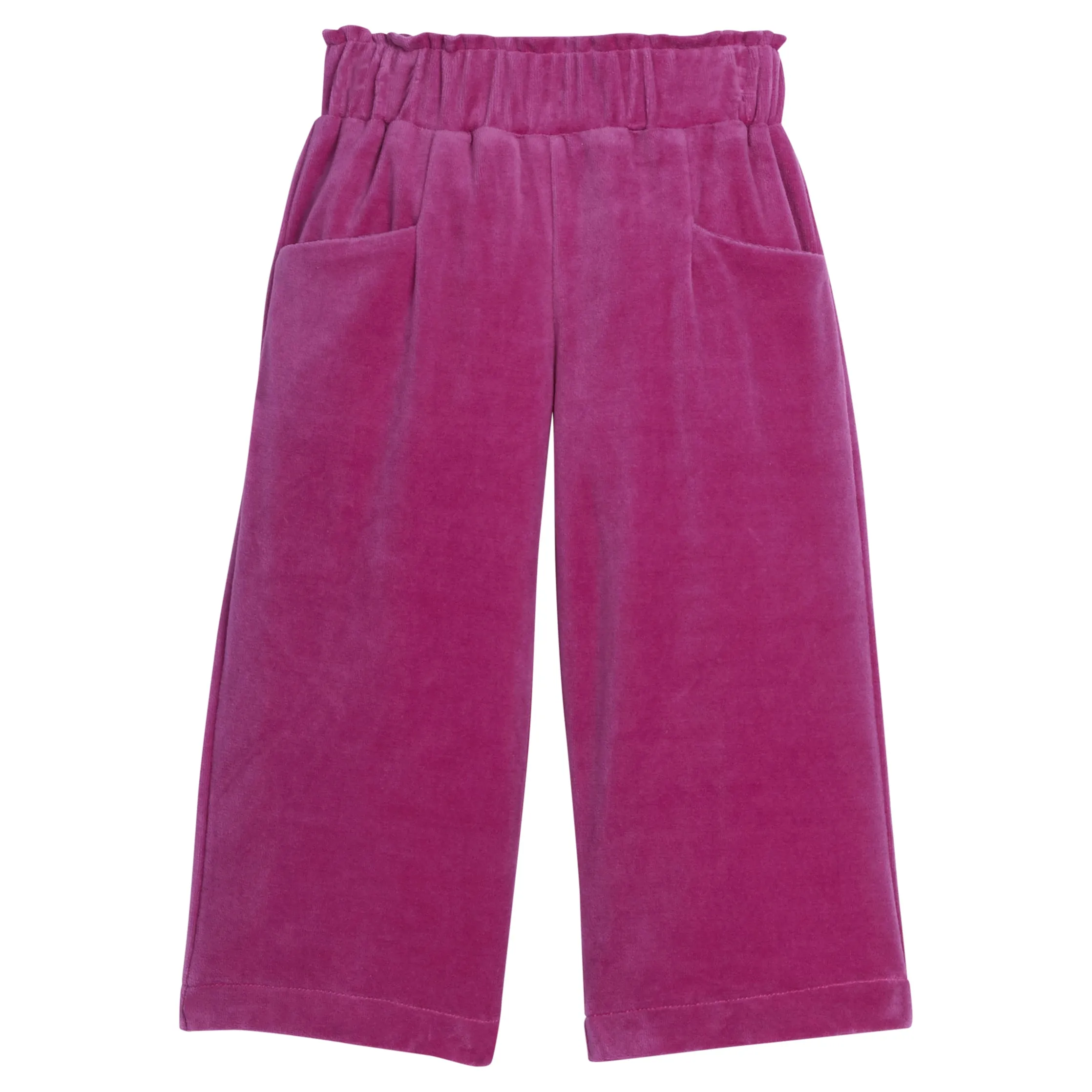 Cropped Palazzo Pants- Magenta Velour