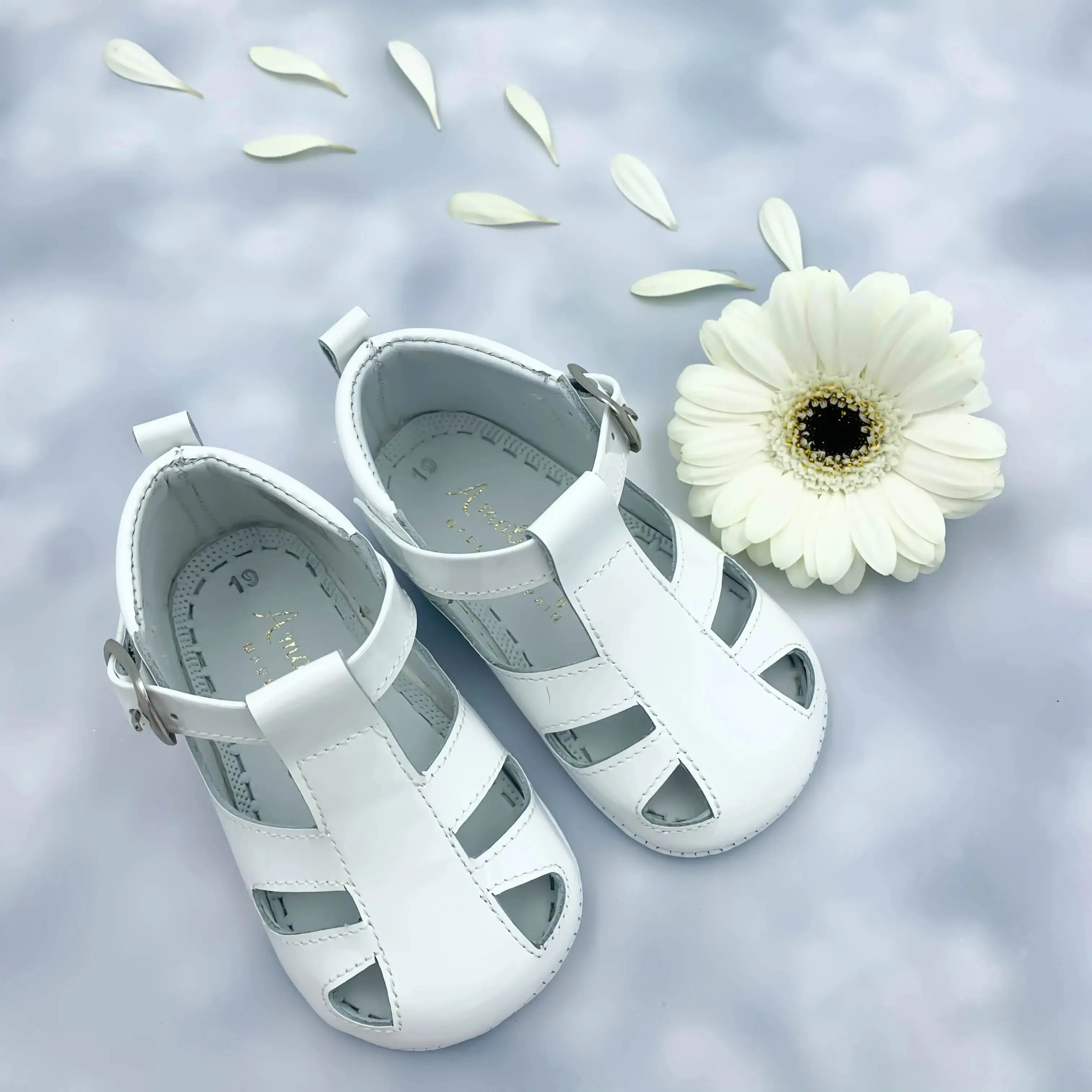 Cruz - White Patent Leather Baby Sandals