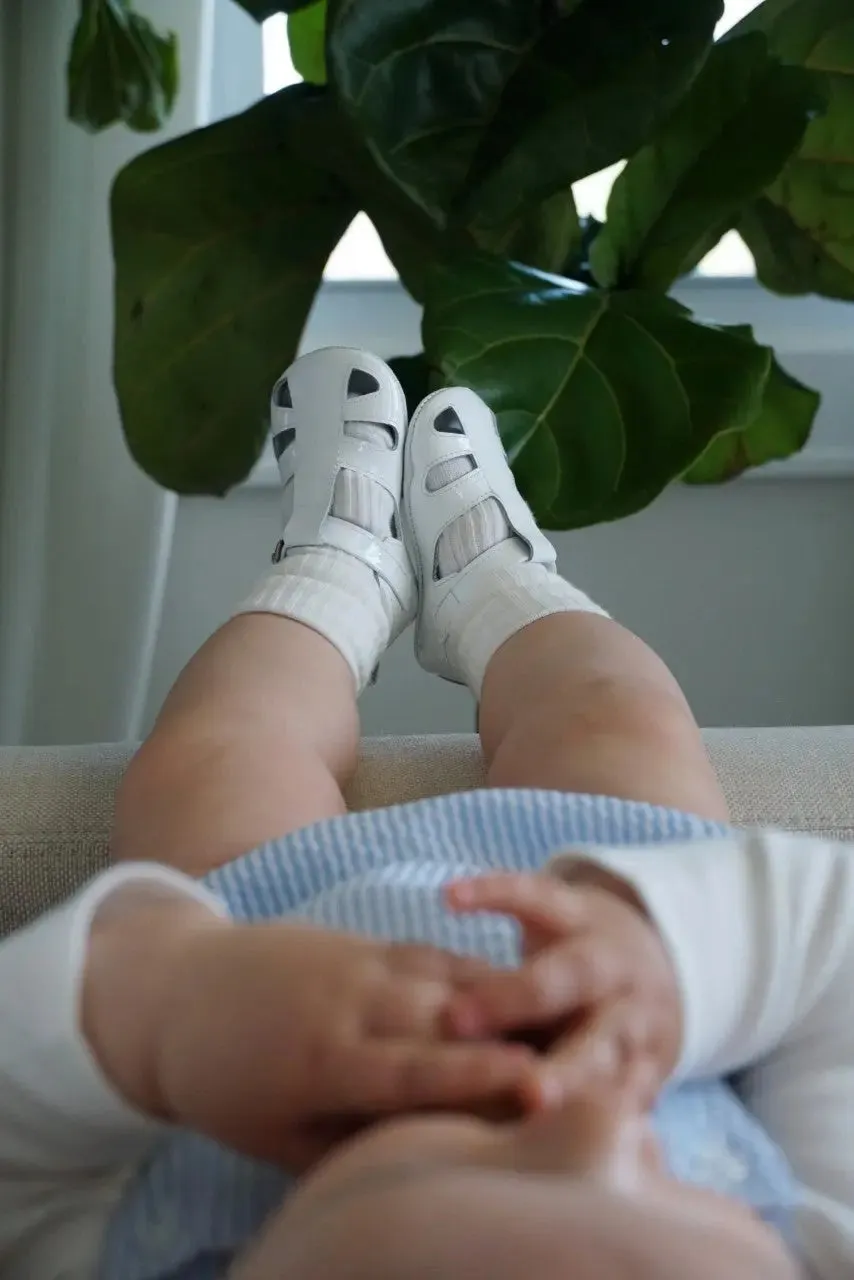 Cruz - White Patent Leather Baby Sandals