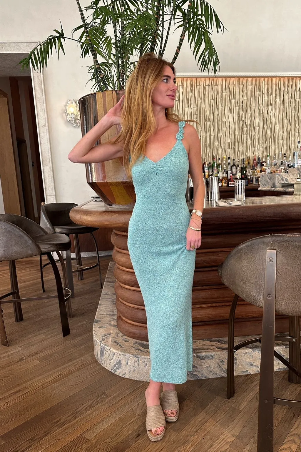 Cyrus Blue Knit Maxi Dress