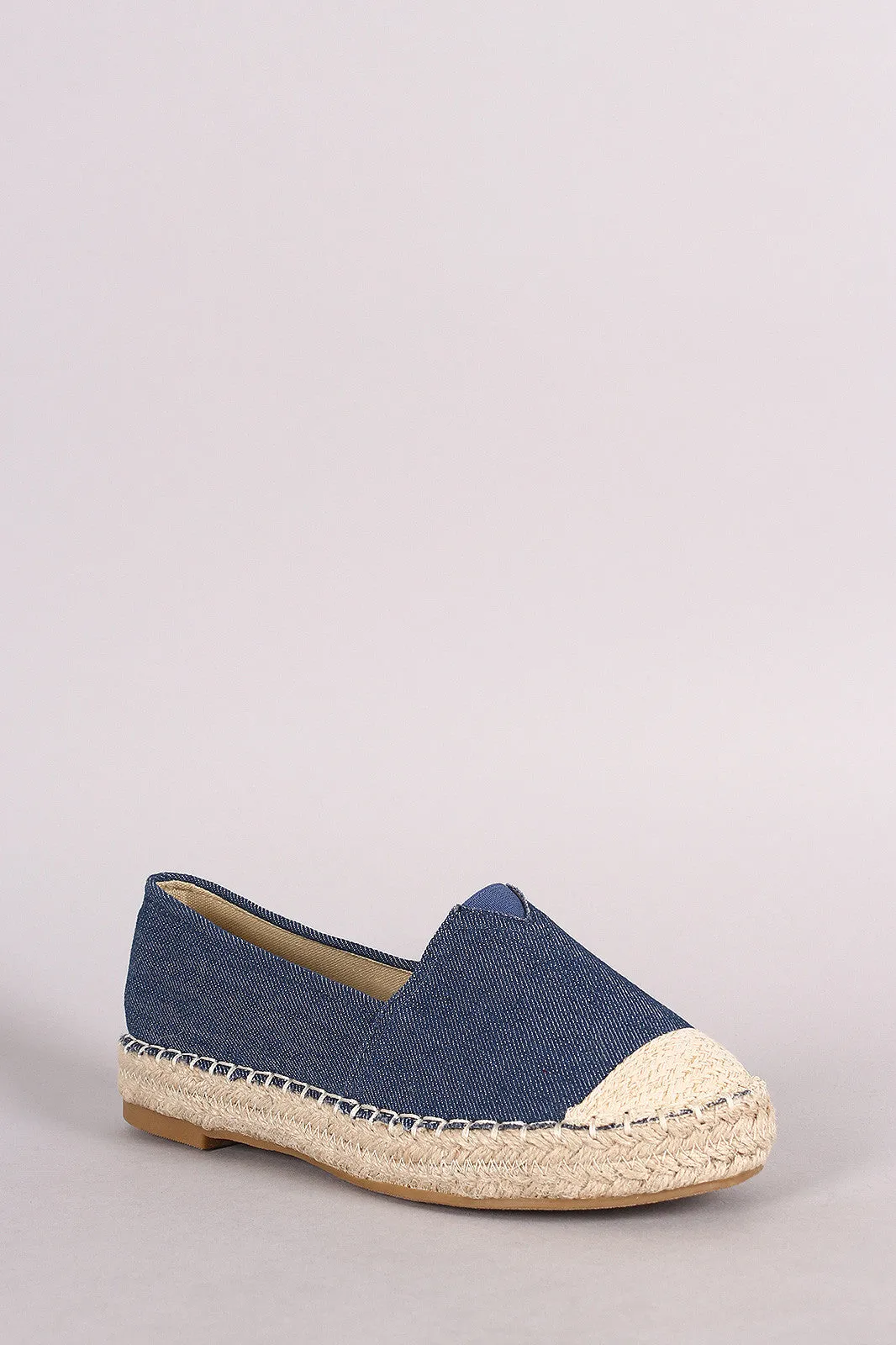 Denim Braided Espadrille Slip On Loafer Flat