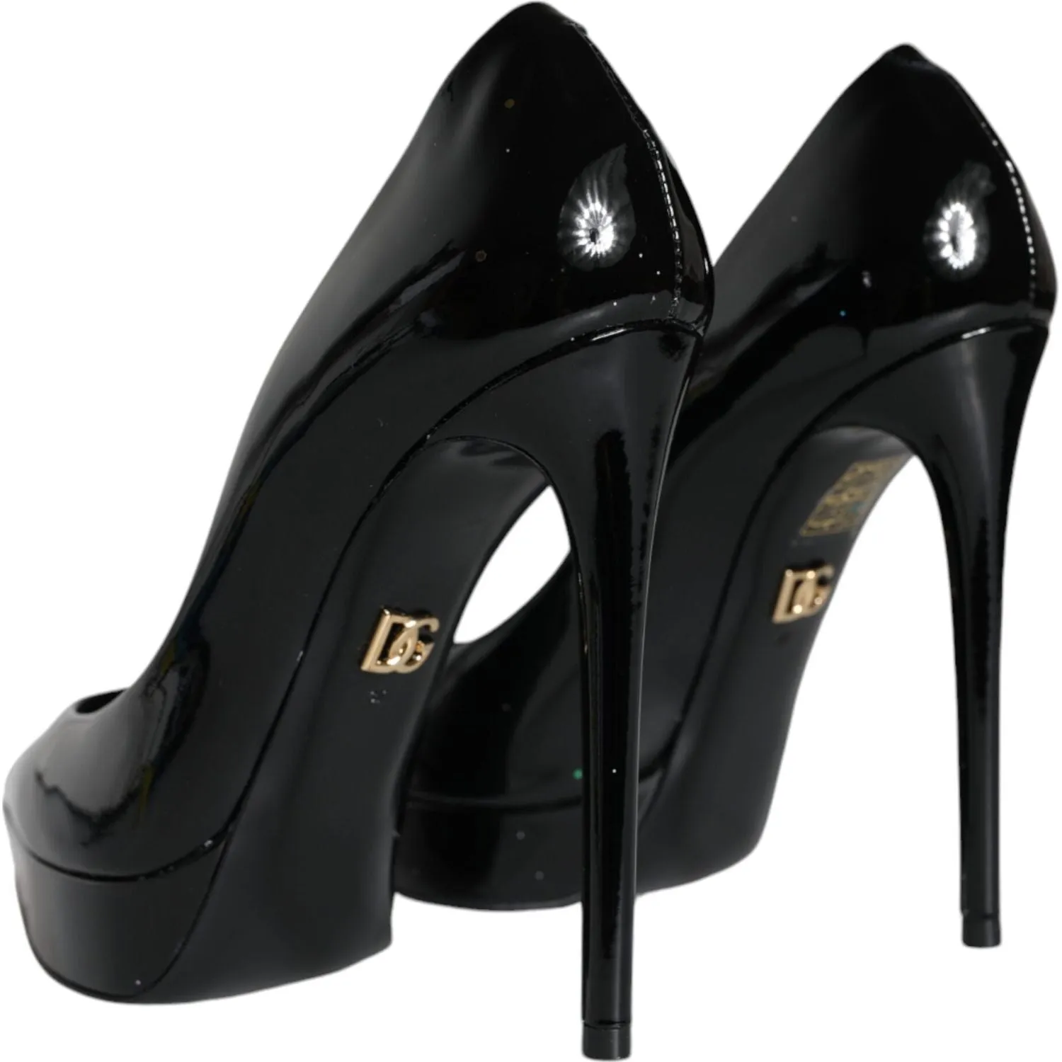 Dolce & Gabbana Black Leather Platform Heels Pumps Shoes