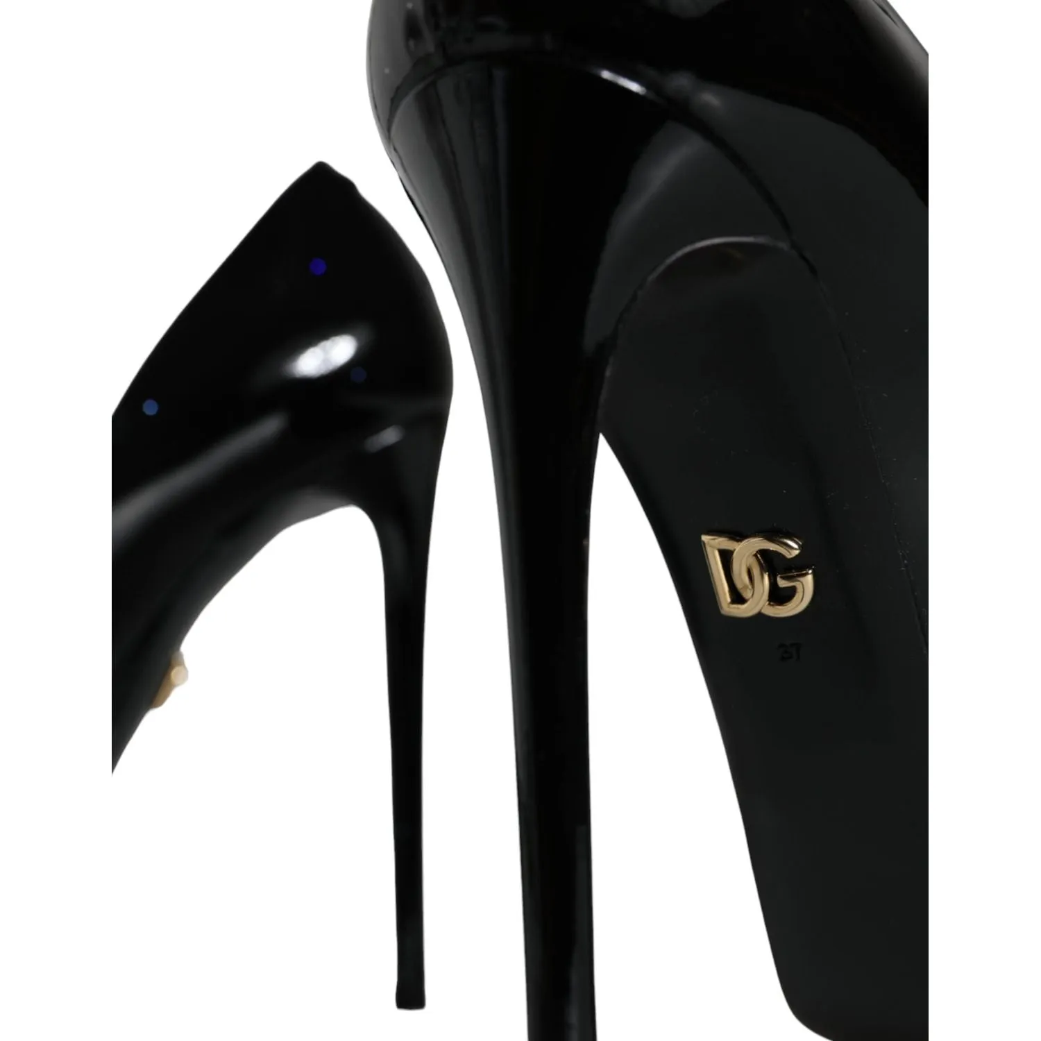 Dolce & Gabbana Black Leather Platform Heels Pumps Shoes