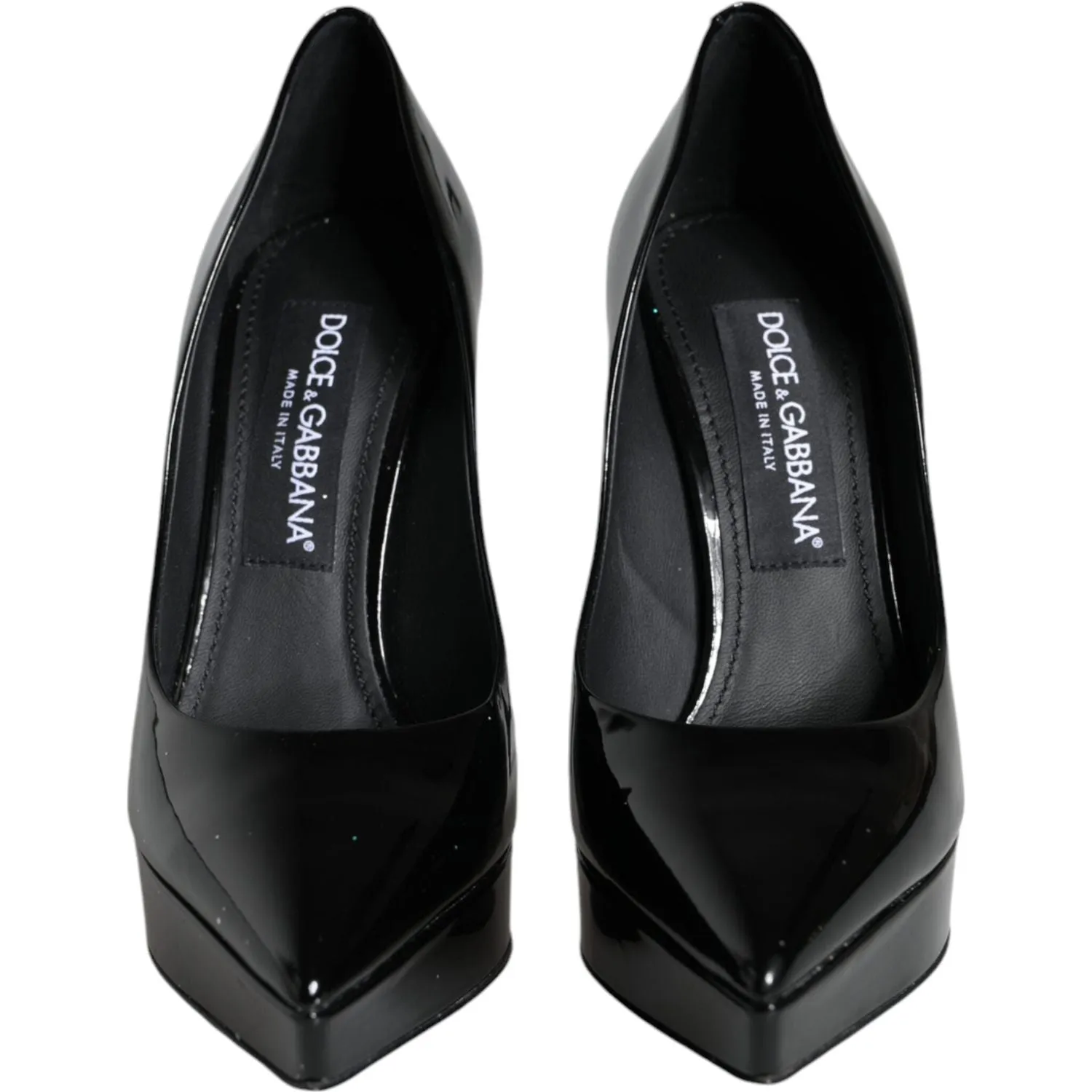 Dolce & Gabbana Black Leather Platform Heels Pumps Shoes