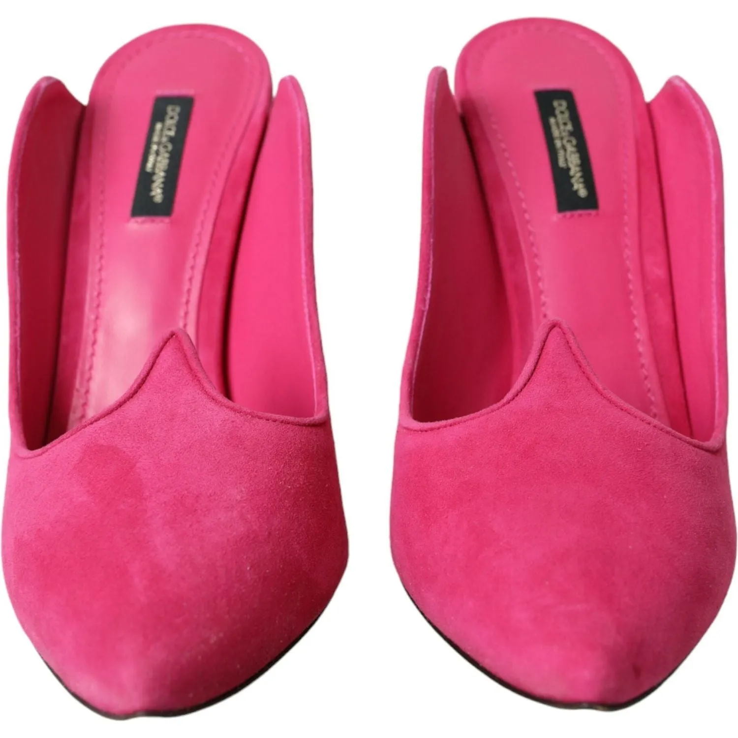 Dolce & Gabbana Fuchsia Suede Leather Mules Sandals Shoes