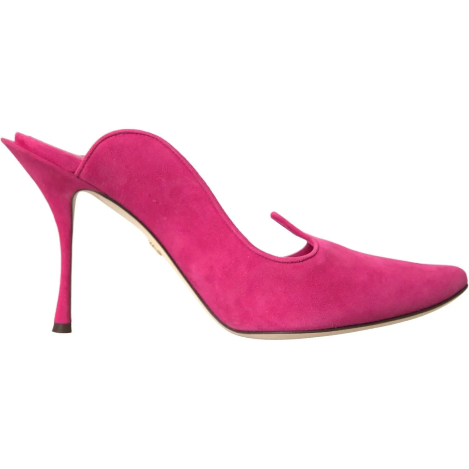 Dolce & Gabbana Fuchsia Suede Leather Mules Sandals Shoes