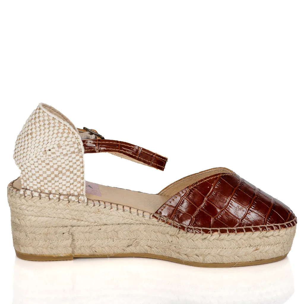 Espadrille Wedges Cap Cana Brown Crocodile