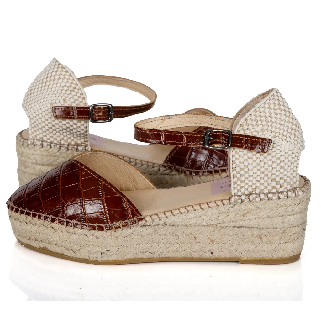 Espadrille Wedges Cap Cana Brown Crocodile