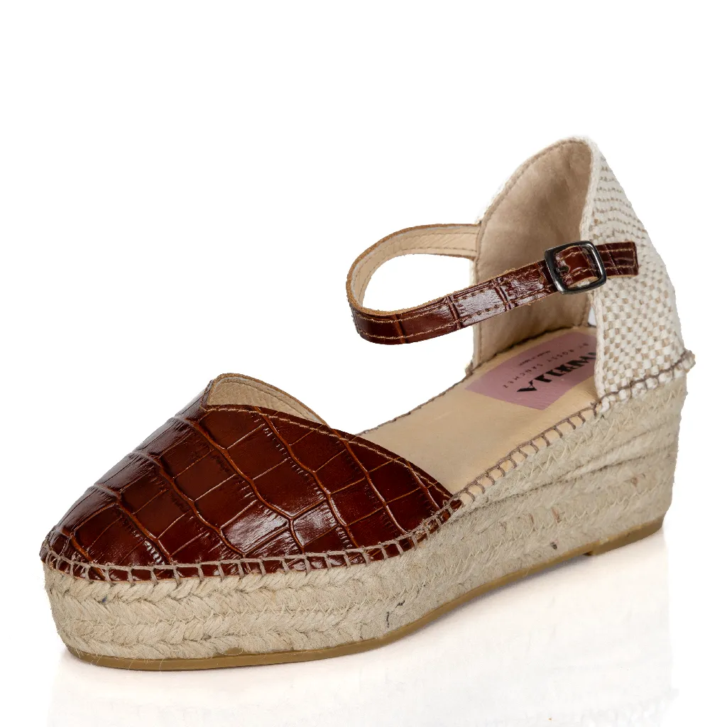 Espadrille Wedges Cap Cana Brown Crocodile