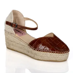 Espadrille Wedges Cap Cana Brown Crocodile