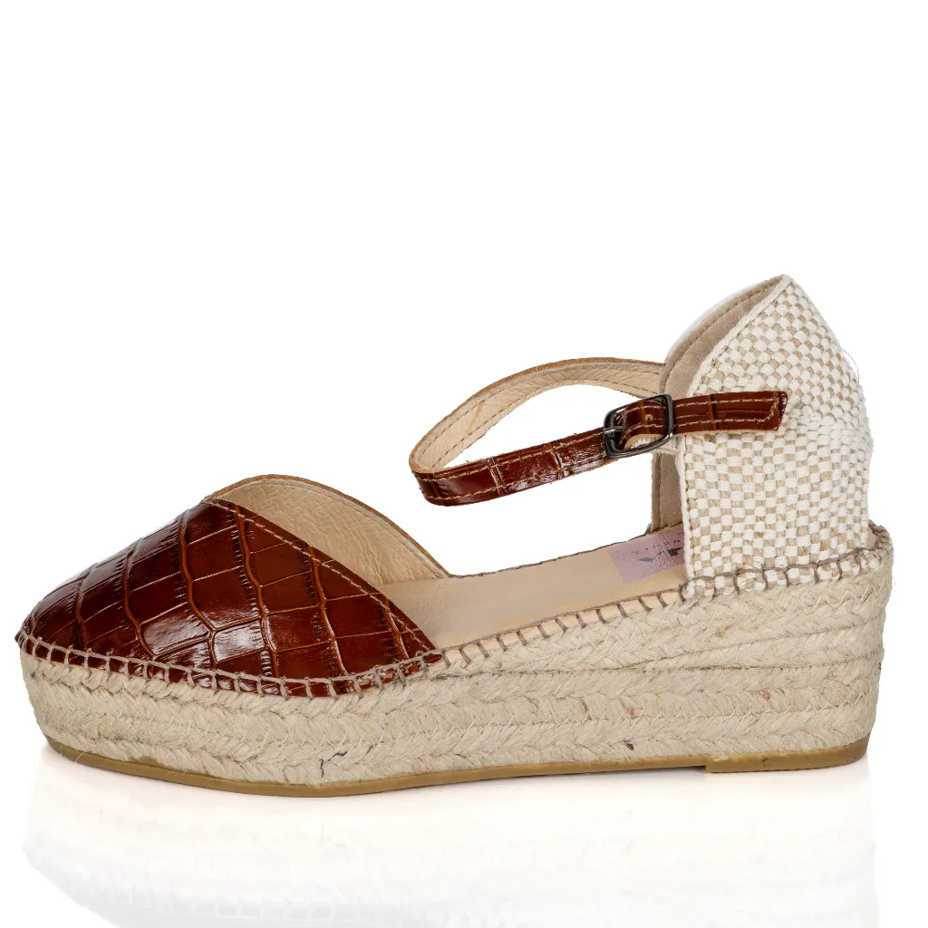 Espadrille Wedges Cap Cana Brown Crocodile