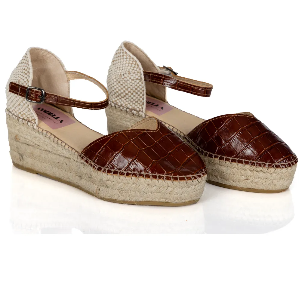 Espadrille Wedges Cap Cana Brown Crocodile