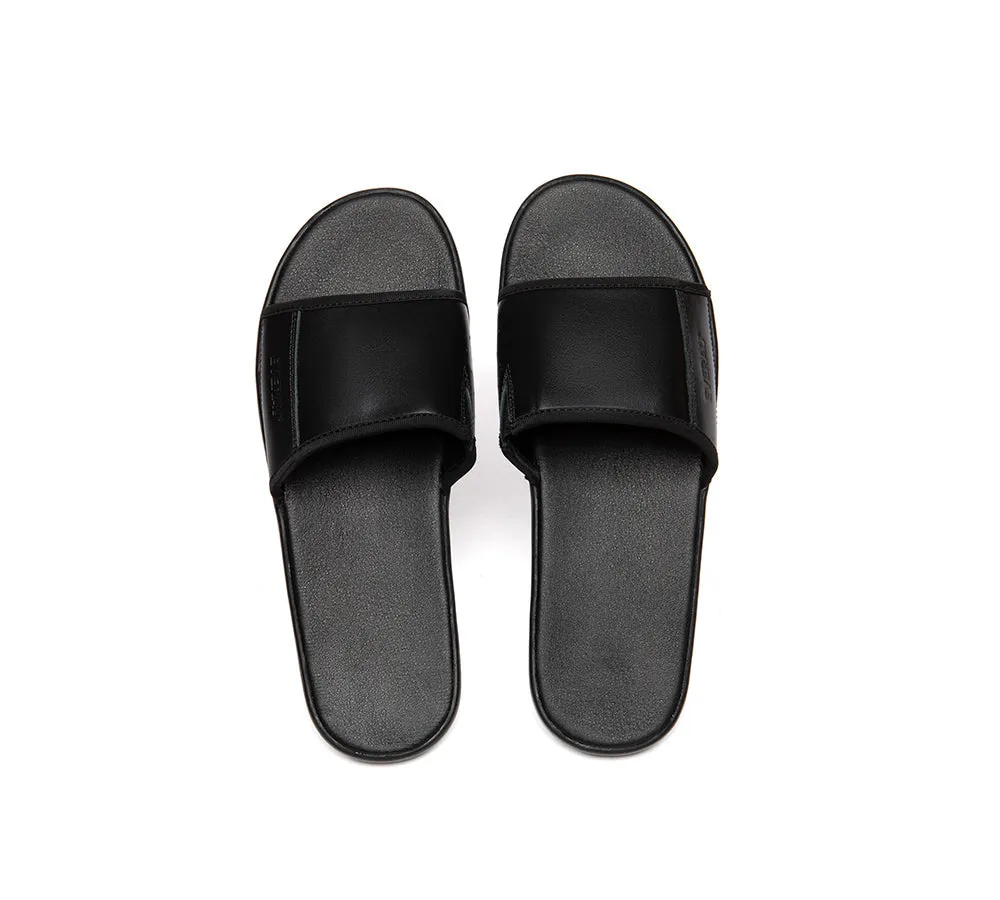 EVERAU® Men Leather Slip-on Ultra Soft Summer Slides Andy