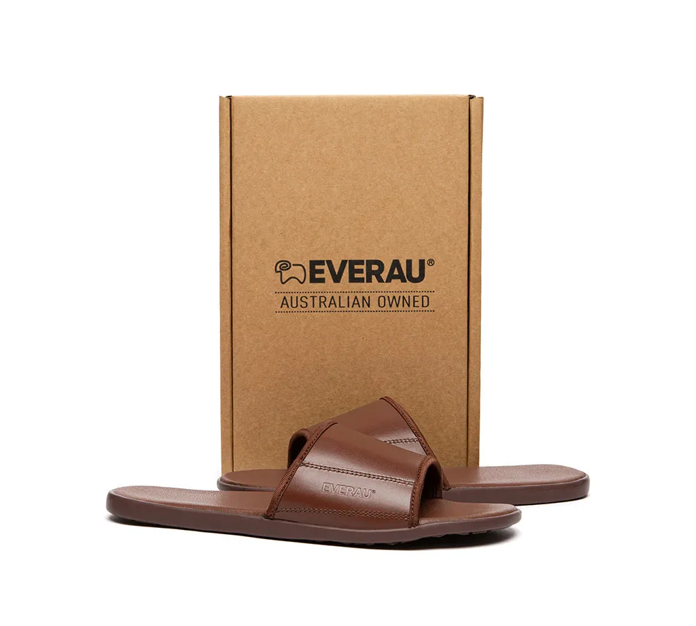 EVERAU® Men Leather Slip-on Ultra Soft Summer Slides Andy