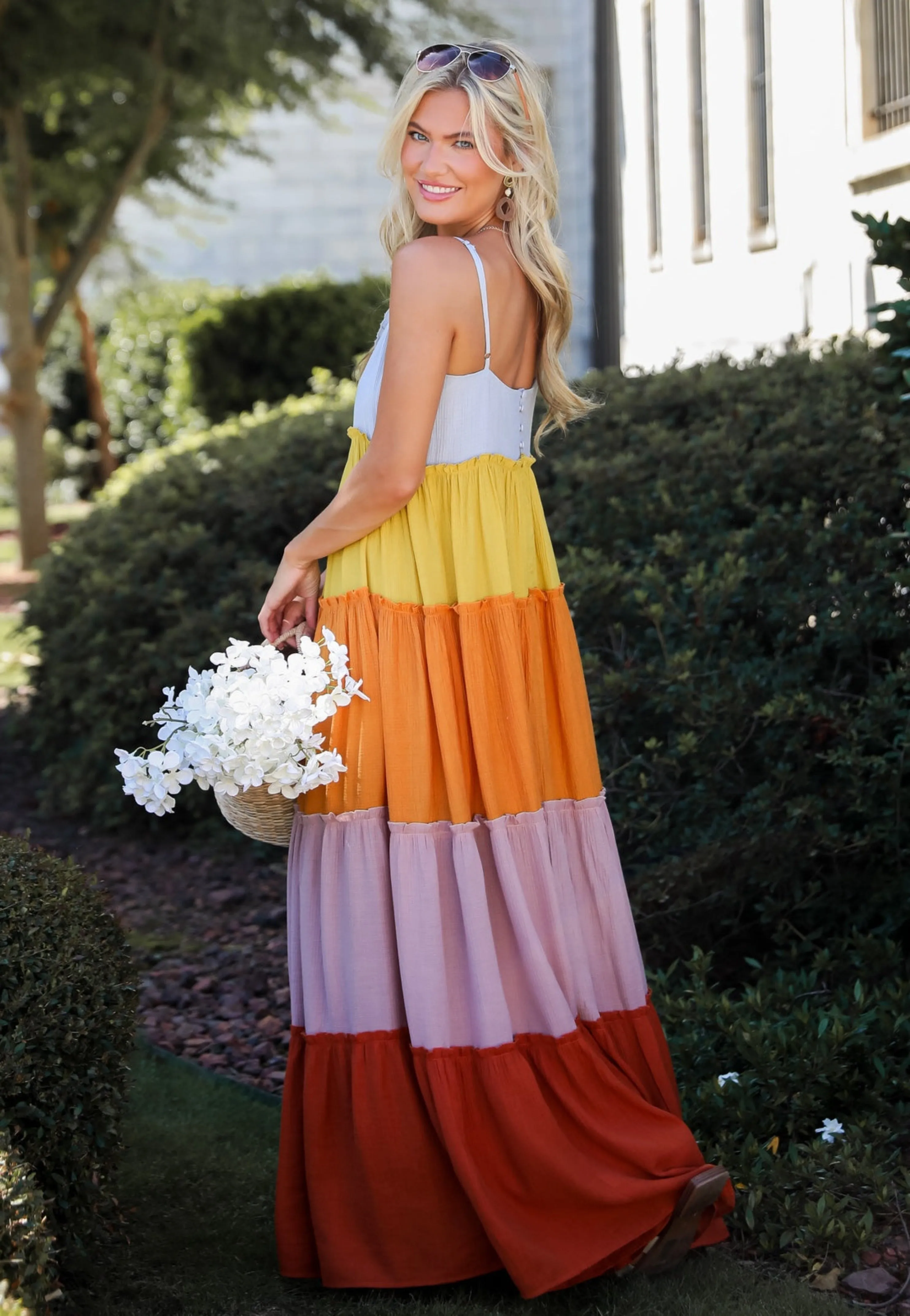 FINAL SALE - Compelling Aesthetic Color Block Maxi Dress