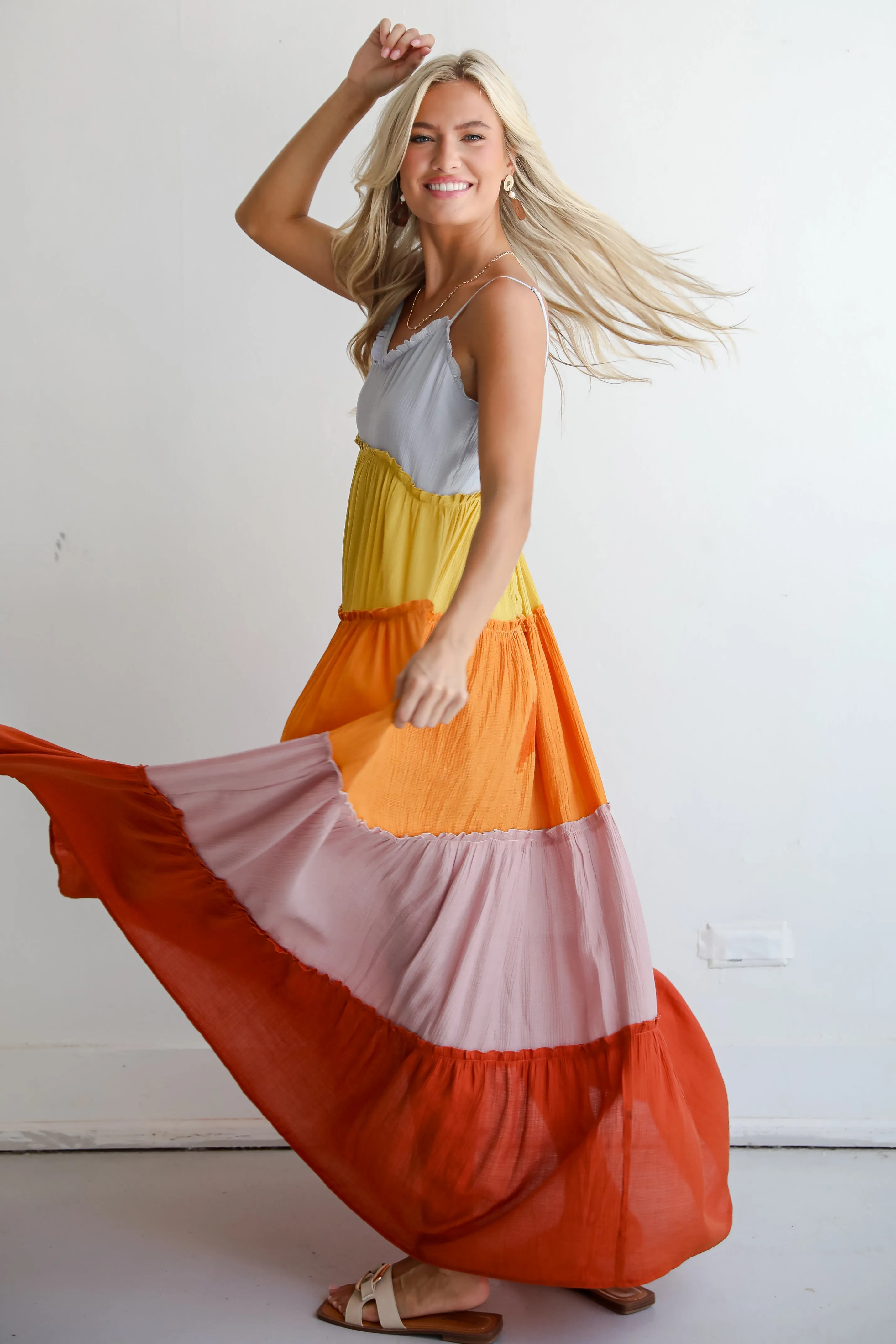 FINAL SALE - Compelling Aesthetic Color Block Maxi Dress